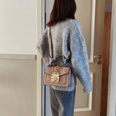 Elegant Khaki Fashion Handbag with Scarf