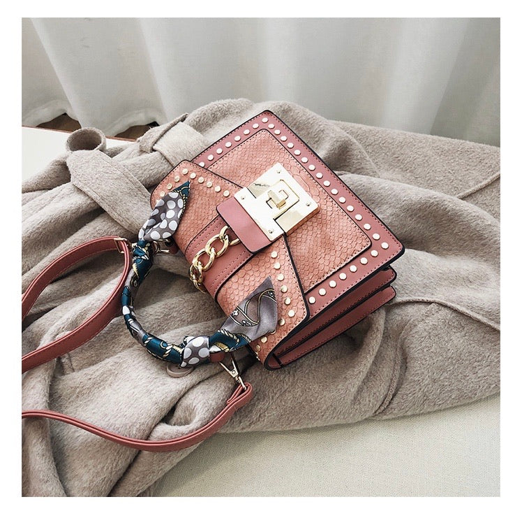 Elegant Khaki Fashion Handbag with Scarf
