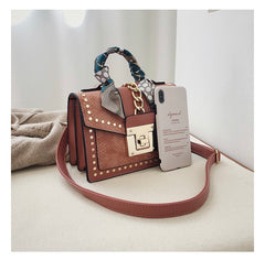 Elegant Khaki Fashion Handbag with Scarf