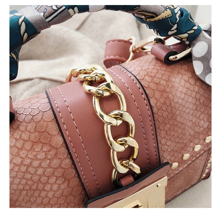Elegant Khaki Fashion Handbag with Scarf